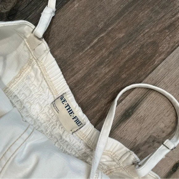 We The Free People NWOT Je Suis Pret Barrel Jumpsuit Size Large White Denim Zip - Picture 6 of 15